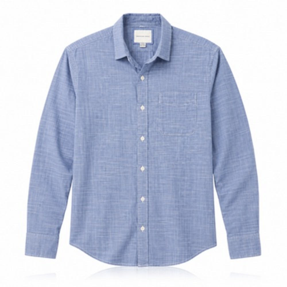 American Eagle Outfitters Shirt Mens XL Blue Solid Long Sleeve Button Up Casual